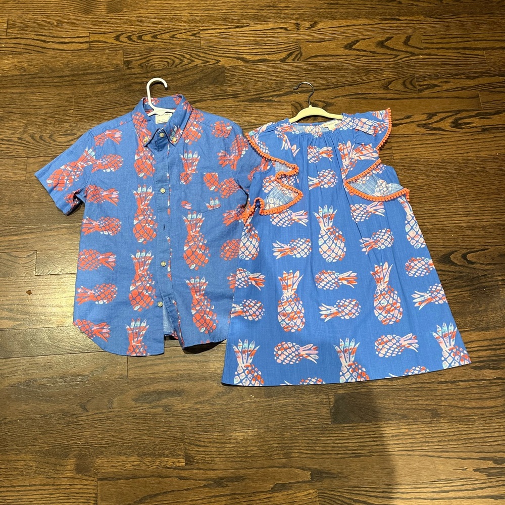 Matching pineapple dress and shirt Crewcuts. Boys shirt size 10 dress size 5